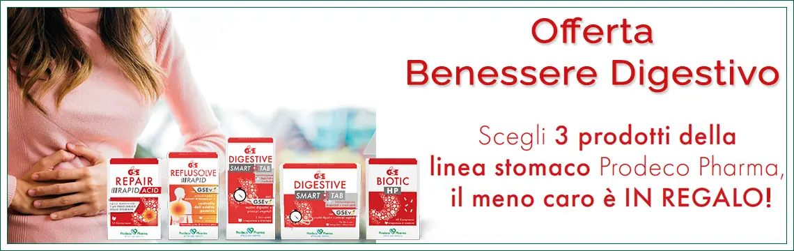 Offerta Benessere Digestivo Prodeco: acquista 3 prodotti della linea Stomaco, il meno caro  in regalo!