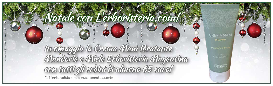 Natale con Lerboristeria.com! Con tutti gli ordini di almeno 65 euro, in omaggio la Crema Mani Mandorle e Miele Erboristeria Magentina!