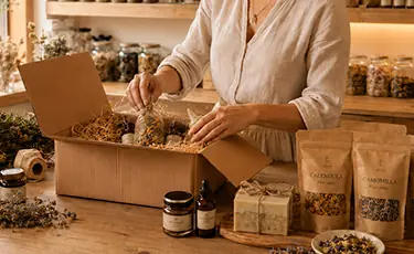 Preparazione degli ordini in erboristeria