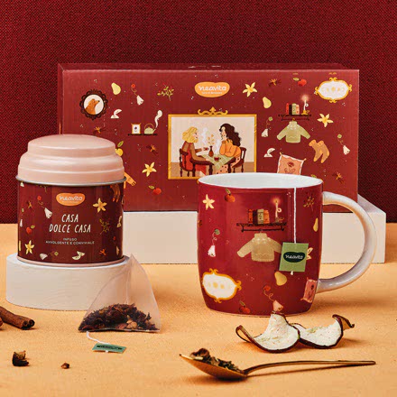 Cofanetto Coccole di T Rosso con Infuso Casa Dolce Casa e Mug