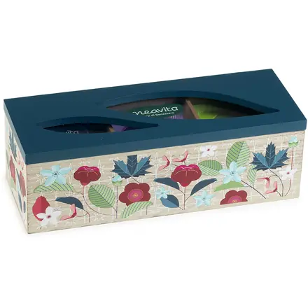 Cofanetto in Legno Azzurro 3 Scomparti con Infusi Bio