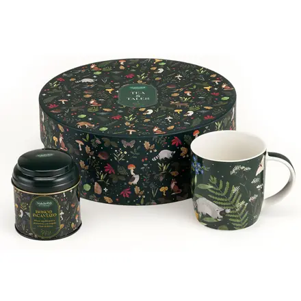 Cofanetto Infusi da Favola Tea & Tales Cappelliera con Barattolino Infuso Bosco Incantato e Mug