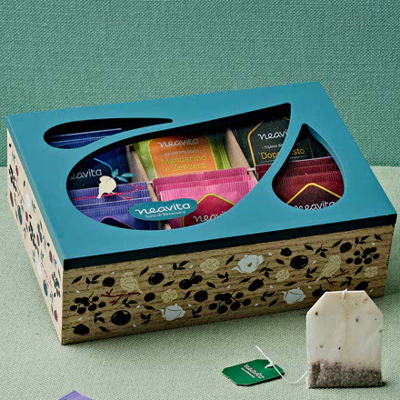 Cofanetto in Legno Verde 6 Scomparti con Infusi e Tisane Bio