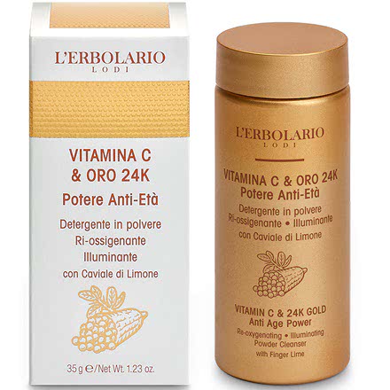 Vitamina C & Oro 24K Potere Anti-Età Detergente Viso in Polvere