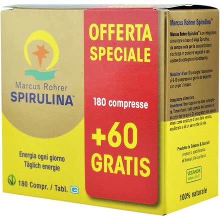 Spirulina Marcus Rohrer Offerta Speciale 180 Compresse + 60 Omaggio