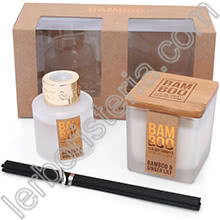 Heart & Home Bamboo Gift Set Candela e Diffusore a Bastoncini di Legno Bamboo & Ginger Lily