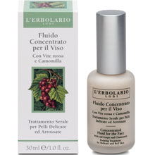 Fluido Concentrato Viso Trattamento Serale per Pelli Delicate e Arrossate con Vite Rossa e Camomilla