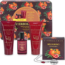 Melograno Cofanetto Segreti di Bellezza Trio Profumo, Bagnogel, Crema Corpo & Mani e Collana-bijou