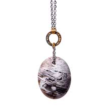 Zodiac Legno Fossile Pendente con Catena