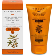 Crema Solare Viso Formula Antitempo con Aloe Vera e Macadamia SPF 25 Protezione Media