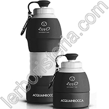 Ecobottiglia Pieghevole Acquainbocca Zitto Nero Black