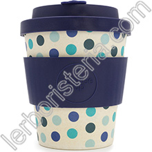 Ecoffee Cup Ecotazza Bambł Biodegradabile Blue Polka