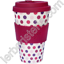 Ecoffee Cup Ecotazza Bambł Biodegradabile Pink Polka